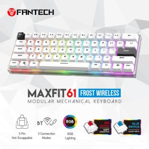 Fantech MK857 Frost Wireless White – Red Switch Maxfit61 Mechanical Keyboard