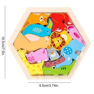 Cute Baby 10 Pieces Animals Shapes 3D Wooden Stacking Puzzle, Early Learning & Education Cognition Toys Jigsaw Montessori Puzzle & for Kids