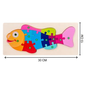 Cute Baby Colorful Wooden Fish Shaped Puzzle, Numerical Number (1-10) Early Learning & Education Cognition Toys Jigsaw Montessori Puzzle for Kids