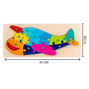 Cute Baby Colorful Wooden Airplane Shaped Puzzle, Numerical Number (1-10) Early Learning & Education Cognition Toys Jigsaw Montessori Puzzle for Kids