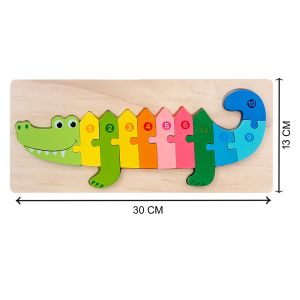 Cute Baby Colorful Wooden Crocodiles Shaped Puzzle, Numerical Number (1-10) Early Learning & Education Cognition Toy Jigsaw Montessori Puzzle for Kid