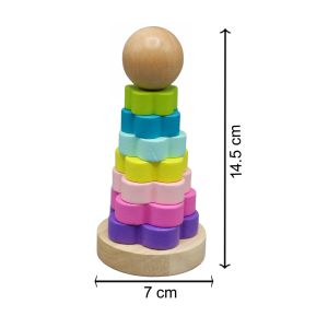 Montessori Rainbow 7 Sorting & Stacking Wooden Rings Tower with Removable Rings Ball, Early Learning & Educational Developmental Toys for Kids