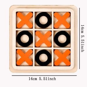 Cute Baby Montessori Wooden Tic Tac Toe, Mini Chess Play Game & Interaction Puzzle Early Learning Educational Toys for Toddler