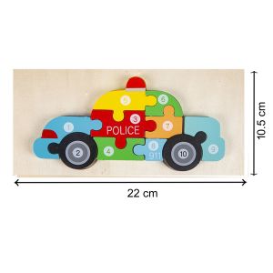 Cute Baby Colorful Wooden Car Shaped Puzzle, Numerical Number (1-10) Early Learning & Education Cognition Toys Jigsaw Montessori Puzzle for Kids