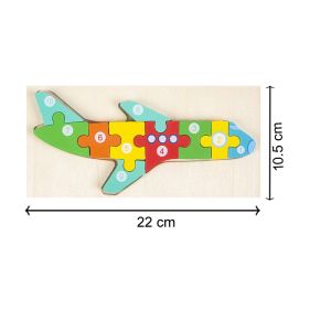 Cute Baby Colorful Wooden Airplane Shaped Puzzle, Numerical Number (1-10) Early Learning & Education Cognition Toys Jigsaw Montessori Puzzle for Kids