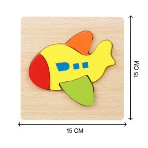 Cute Baby Colorful Wooden Airplane Shaped Puzzle, Early Learning & Education Cognition Toy Jigsaw Montessori Puzzle for Kids