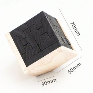 Creative 3D Wooden Brain Teaser Cube, Geometric Intellectual Jigsaw Logic Puzzles Toy for Kids & Adults
