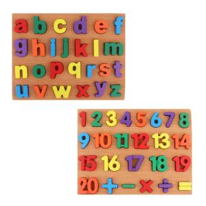 Wooden Educational Combo Set English Alphabets Small Letter & Counting Numbers Puzzle, Early Learning & Education Board, Montessori Toys for Kids