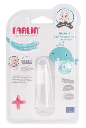 Farlin Silicone Finger Tooth Brush for Easy Cleaning Massaging & Soothing Gums Oral Hygiene Toothbrushes (BF-117)