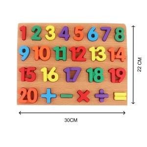 Cute Baby Montessori Colorful Wooden Counting Numbers (1-20) Puzzle with Mathematical Signs, Preschool Learning & Education Teaching Toys for Kids