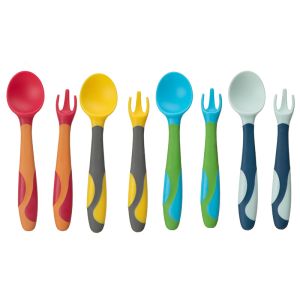 Mumlove Baby Feeding Colorful Silicone Spoon and Fork Set with Box Packing - BPA Free