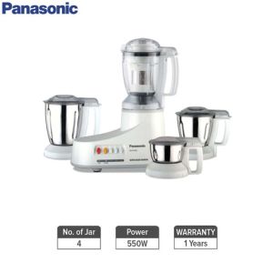 PANASONIC 550 Watt Juicer Mixer Grinder With 4 Jars (White)  MX-AC400