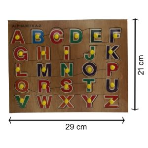 Wooden Knob Puzzles Tray with Colorful English Alphabets, Capital Letters ABCD, Preschool Educational Teaching Montessori Toy for Kids