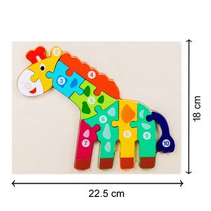 Cute Baby Colorful Wooden Giraffe Shaped Puzzle, Numerical Number (1-10) Early Learning & Education Cognition Toys Jigsaw Montessori Puzzle for Kids