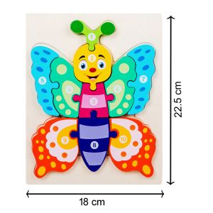 Cute Baby Colorful Wooden Butterfly Shaped Puzzle, Numerical Number (1-10) Early Learning & Education Cognition Toys Jigsaw Montessori Puzzle for Kid