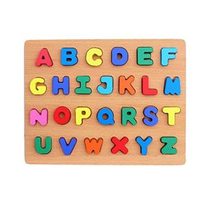Wooden Puzzle English Alphabets (A-Z) Blocks Board, Preschool Educational Teaching Montessori Toy for Kids