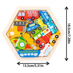 Cute Baby 10 Pieces Transportation Shapes 3D Wooden Stacking Puzzle, Early Learning & Education Cognition Toys Jigsaw Montessori Puzzle & for Kids