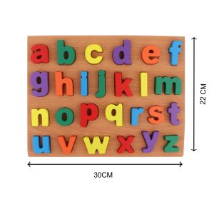Cute Baby Colorful Wooden 3D English Alphabets Small Letter (abcd) Blocks Board Puzzle Tray, Learning & Education Teaching Montessori Toys for Kids