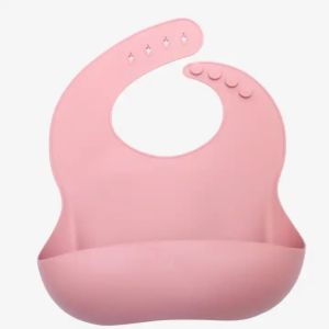 Peek-a-boo Pink Color Silicone Adjustable Waterproof Baby Bib