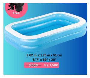 Blue Rectangular Inflatable Plastic Swimming Pool/Bath Tub for Kids and Adults with Pump