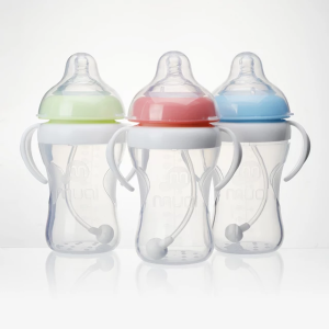 Mumlove 'B6046' 300ml BPA Free Full Body Silicone Milk Feeding Calabash Bottle with Handle for 9 Months+ Baby