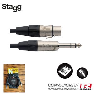 Stagg NAC3PSXFR Microphone Cable – Audio Cable, XLRf-TRS, 3m