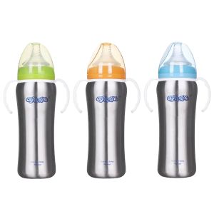 3 in 1 Baby Stainless Steel Wide Diameter with Handle Suction Insulation Cup Baby Feeding Thermos Bottle