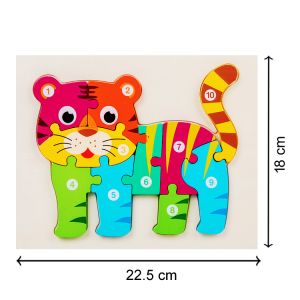 Cute Baby Colorful Wooden Cat Shaped Puzzle, Numerical Number (1-10) Early Learning & Education Cognition Toys Jigsaw Montessori Puzzle for Kids