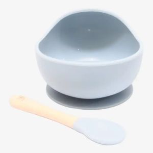 Peek-a-boo Baby Silicone Feeding Set | Wooden & Silicon Spoon, Suction Bowl Baby Plate