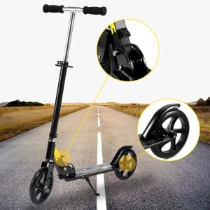 Kids/Adult Scooter With 3 Seconds Easy-Folding System, 220Lb Folding Adjustable Scooter With/Without Disc Brake And 200Mm Large Wheels