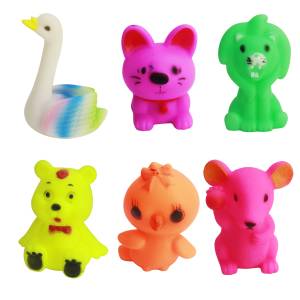 Set of 6 Cute Animals Soft Squeezable Bathing Toy with Chu Chu Sound for Baby