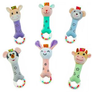 Cute Baby Hand Stick Rattles Toy Plush Stuffed Sound Soft Animals Infant Crib Stroller for 3m+