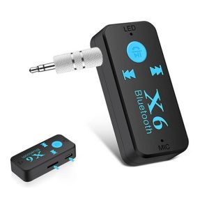 X6 Wireless Bluetooth Receiver 3.5 mm Audio Stereo Adapter AUX (TF Card Playback) for Car, PC, Home Theatre, Earphone, TV etc. For Android/iOS Device with Mic