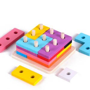 Early Learning  Colorful Wooden Sorting Puzzles Board