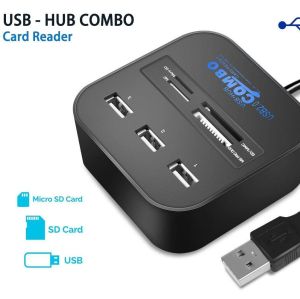 Smart 3 Ports USB 2.0 Extension HUB & All-in-1 Combo Card Reader (MS/M2/SD/TF)