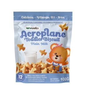 Natufoodies Aeroplane Toddlers Biscuit, Plain Milk 100Gm (12 months +)