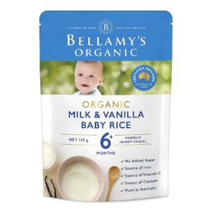 Bellamy's Organic Milk and Vanilla Baby Rice 125Gm (6 months+)