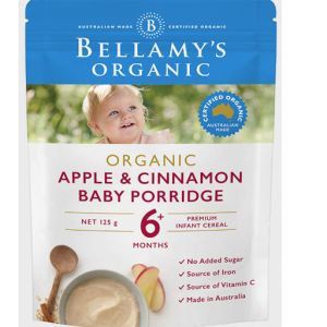 Bellamy's Organic Apple & Cinnamon Baby Porridge 125Gm (6 months+)
