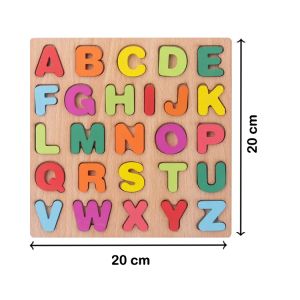 Montessori Colorful Wooden Square Shape Capital English Alphabet ABCD Puzzle (20×20 cm)