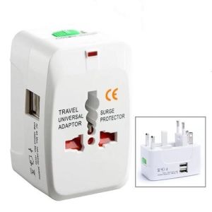 Universal Travel Ac Adaptor (Type G Electrical Outlet) with 2 USB Charging Slot