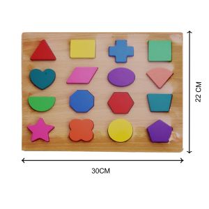 Colorful Wooden 3D Geometric Shapes Puzzle Board