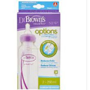 Dr. Brown's Sb82505-Esx Pp Purple Narrow-Neck "Options" Baby Bottle 2-Pack 250ml