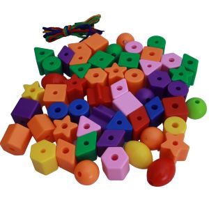 Interactive Colorful Lacing Beads Set with Multiple Shapes Educational STEM Toy for Sorting Stacking & Learning - Perfect for Baby & Toddlers