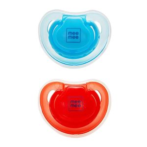 Mee Mee Baby Pacifier Ultra Light Soft Silicone Nipple| BPA Free | Oral stimulatory | 2pc Pack| 3+ months + Kids (Blue/Red)