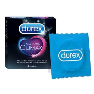 Durex Mutual Climax Condoms for Men & Women - 3 Count |Extra Dotted and Ribbed for Pleasure | Performa Lubricant for Long Lasting Climax Delay Pack of 2