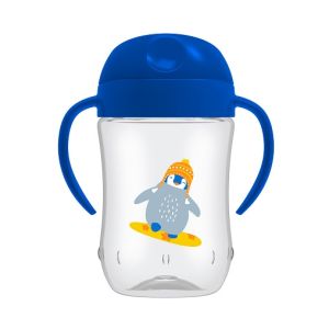 Dr. brown's 9 oz/270 mL Soft-Spout Toddler Cup w/ Handles - Blue Penguin Deco (9m+), 1-Pack TC91025-INTL