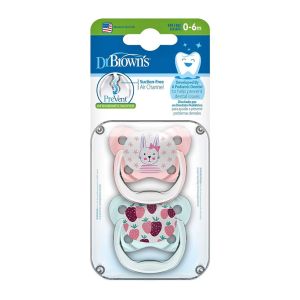 Dr Brown's Prevent Butterfly Soother Stage 1 Pink 2-Pack Pv12302-Spx (0-6m)