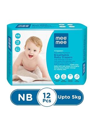 Mee Mee Premium Breathable Baby Diapers (Newborn - 12 Count) MM-3050 NB (PK-12) (8907233269506)