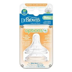 Dr Brown's Y-Cut Wide-Neck Silicone Nipple, WNY201-INTL - 2 pack (9m+)