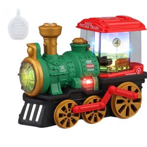 Retro Electric Train Toy with Smoke, Light, Sound & Rotating Lamp for Baby & Toddlers